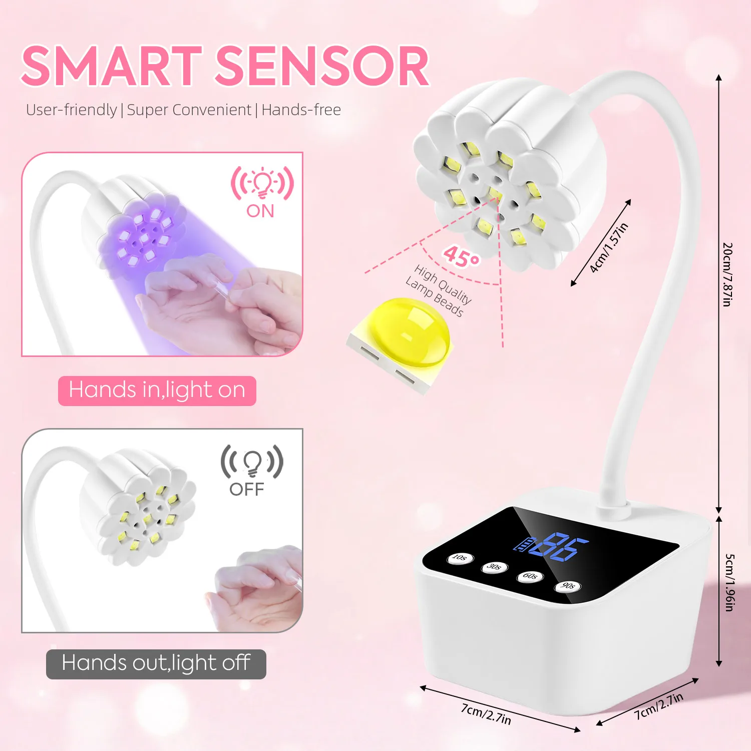 Draadloze Lotus-nagellamp LED UV-nageldroger Aanraakbediening Oplaadbaar nagellicht met automatische detectie Sneldrogend 360° °   Buigbaar