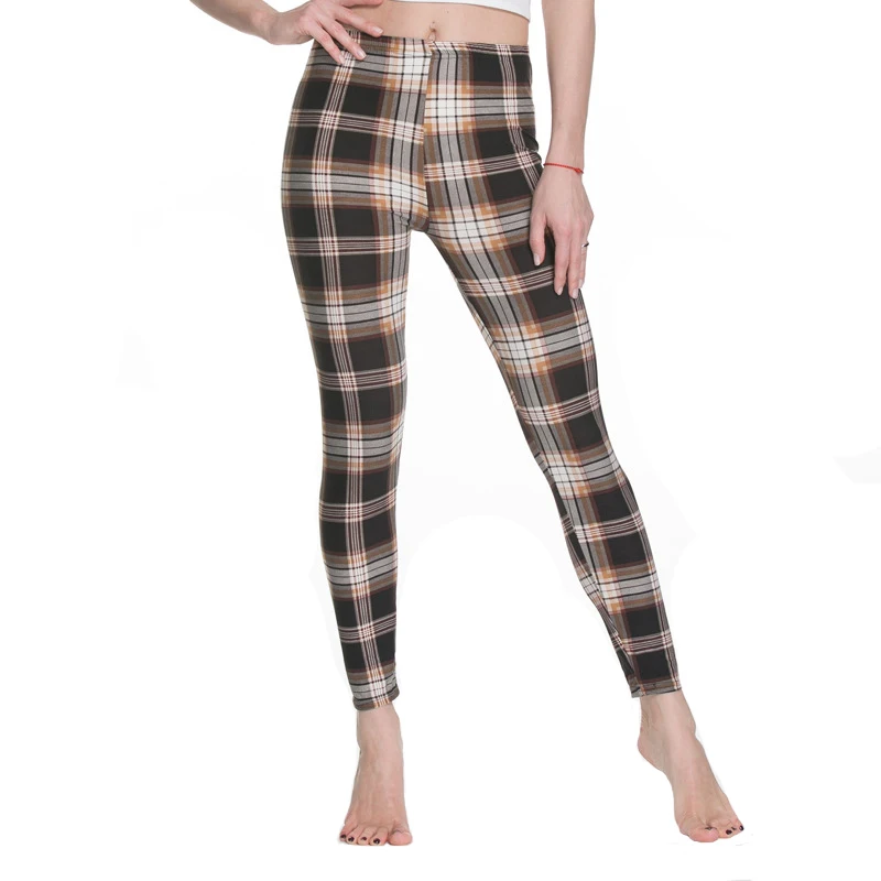 LJCUIYAO Push-Up-Leggings Weibliche Fitness Leggings Frauen Frühling Herbst Druck Striped Plaid Leggings Dame Sexy Dünne Bleistift Hosen