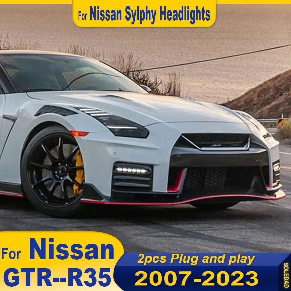 

Автомобильная фара для Nissan GTR R35 2007-2023, фара в сборе, модифицированная светодиодная фара DRL, головной светильник в сборе Plug and play