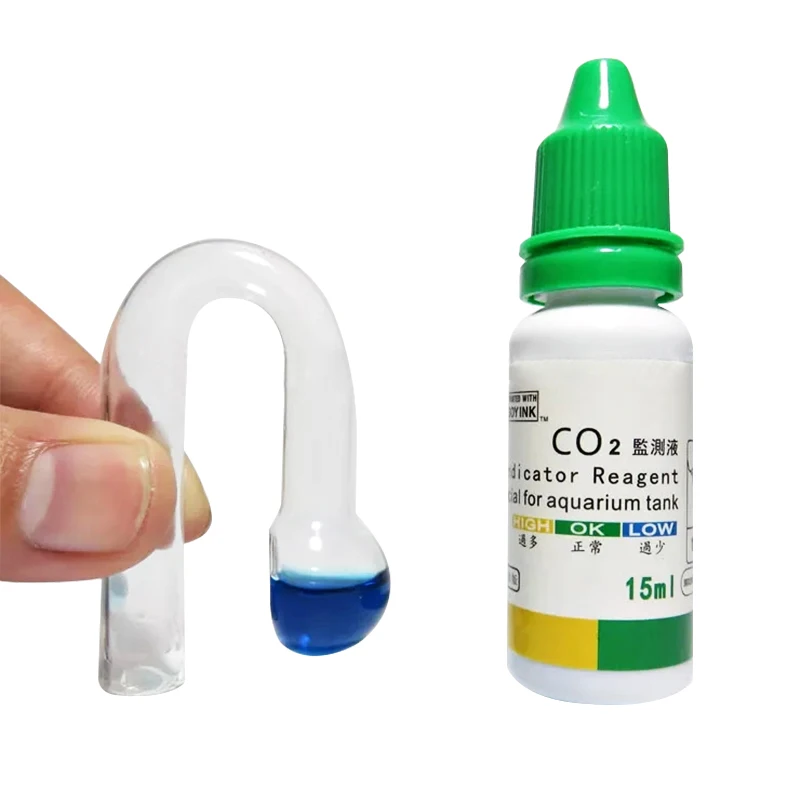 Aquarium CO2 Indicator DIY Fish Tank Glass Liquid Tester Monitor Plants Grass CO2 System Solution Drop Checker Kit 15ml