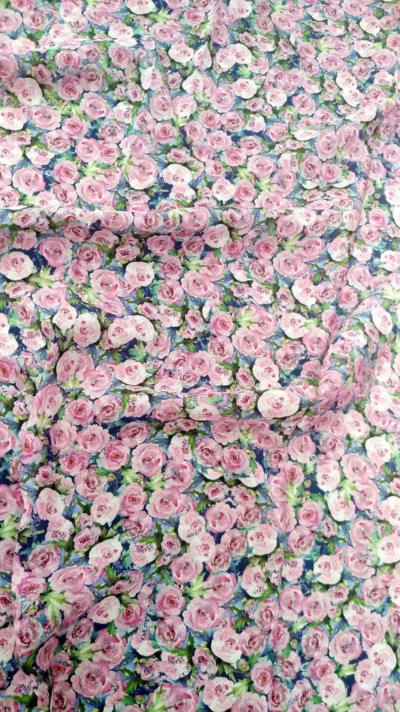 Crepe Satin Skirt 100% Mulberry Silk Fabrics Summer Dresses Pink Rose Floral Fabric Quilting Supplies Cheongsam Lining Cloth