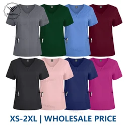 Scrub Tops Hot Selling Multi-color Nurse Work Clothes Doctor Coat with Pockets Breathable Short Sleeved Shirt Beauty SPA Uniform