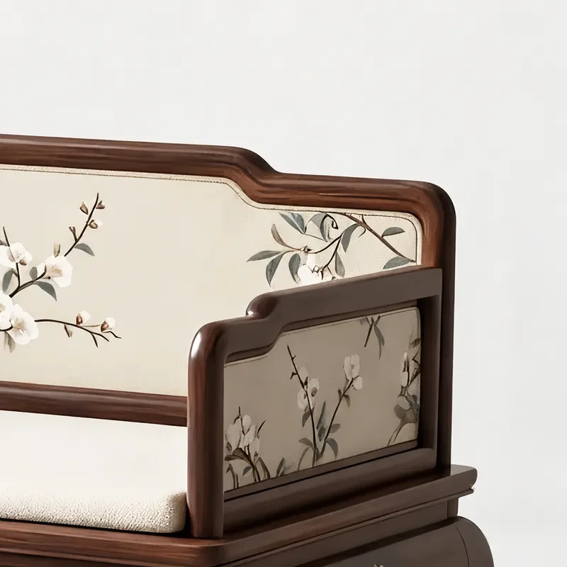 New Chinese Solid Wood Arhat Bed Song Style Aesthetic Painting Embroidery Light Luxury Zen Soft Relying Living Room Furniture