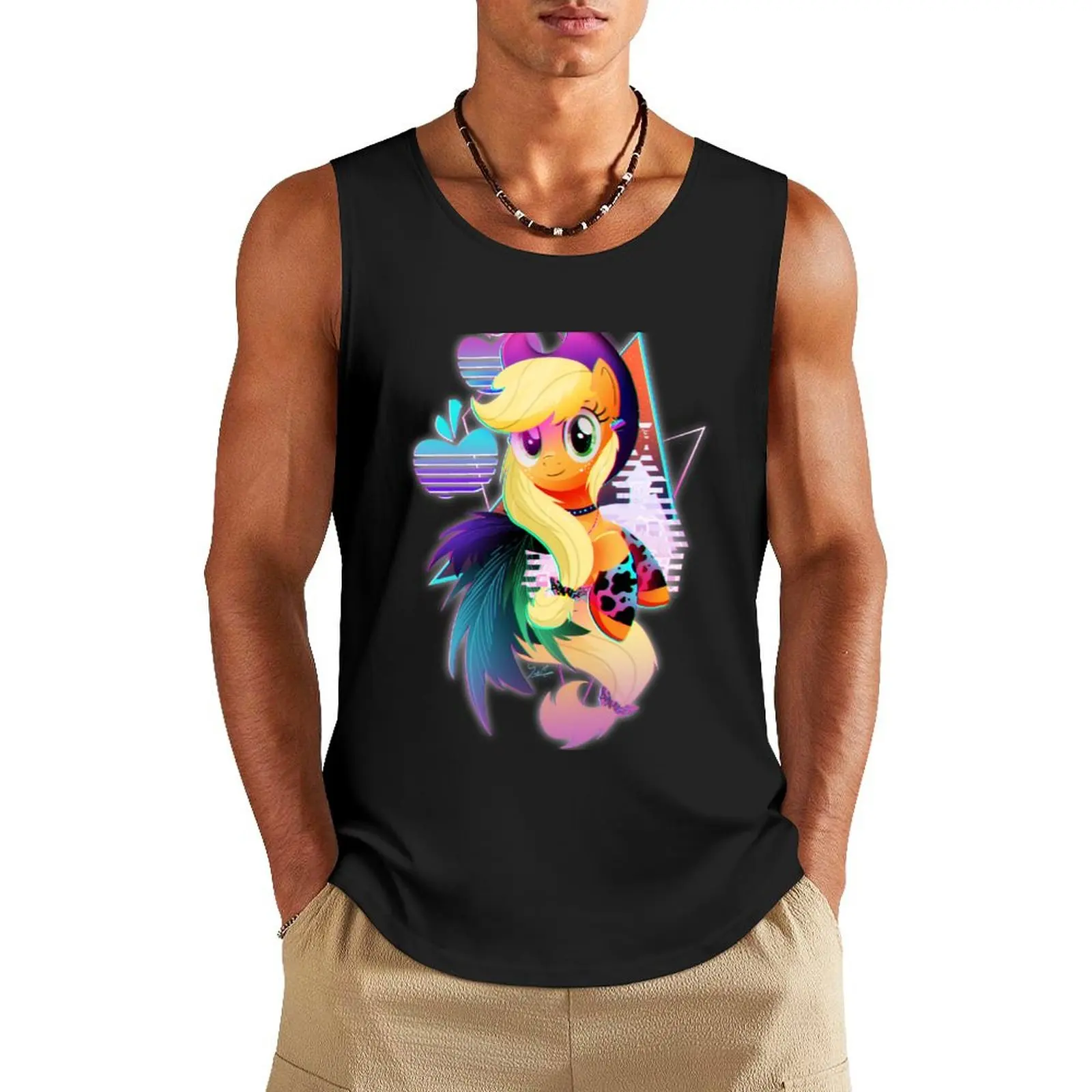 

Synthwave Applejack Tank Top Gym wear Man clothes for gym Body man cute tops