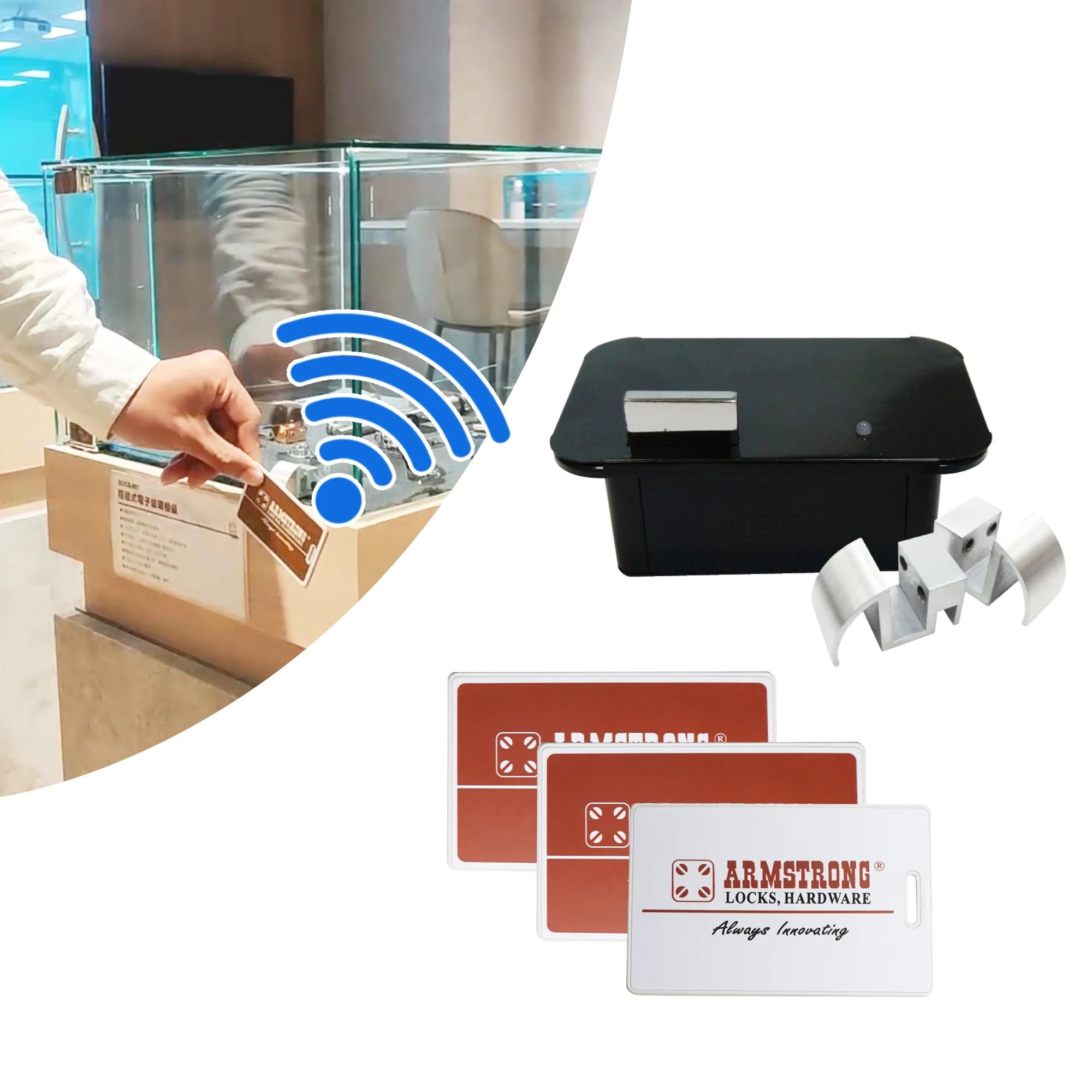 

Armstrong черный одинарный открытый двойной открытый дисплей невидимый скрытый RFID стеклянный замок шкафа для витрины