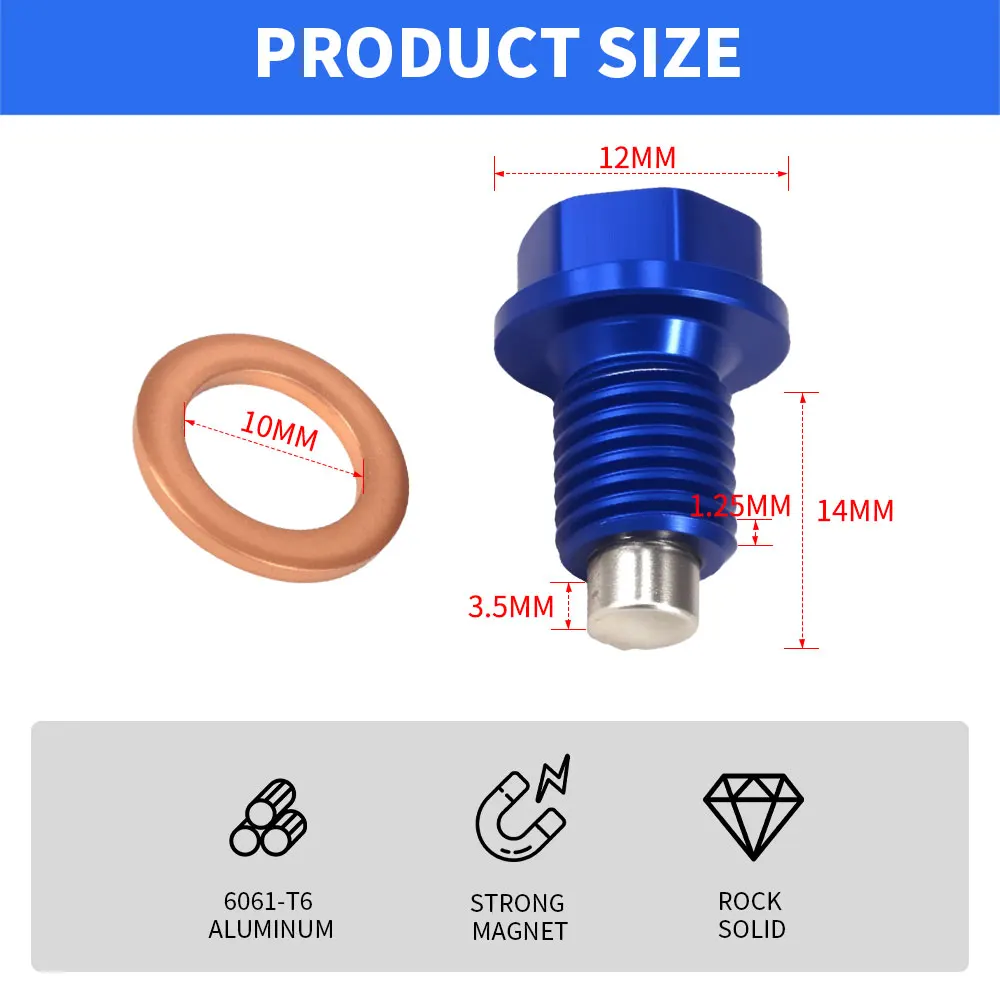 Motorcycle CNC M10*1.25 Billet Magnetic Frame Oil Drain Plug Bolt For YAMAHA YZ125 YZ250F YZ450F YZ250FX WR250F WR450F JFG
