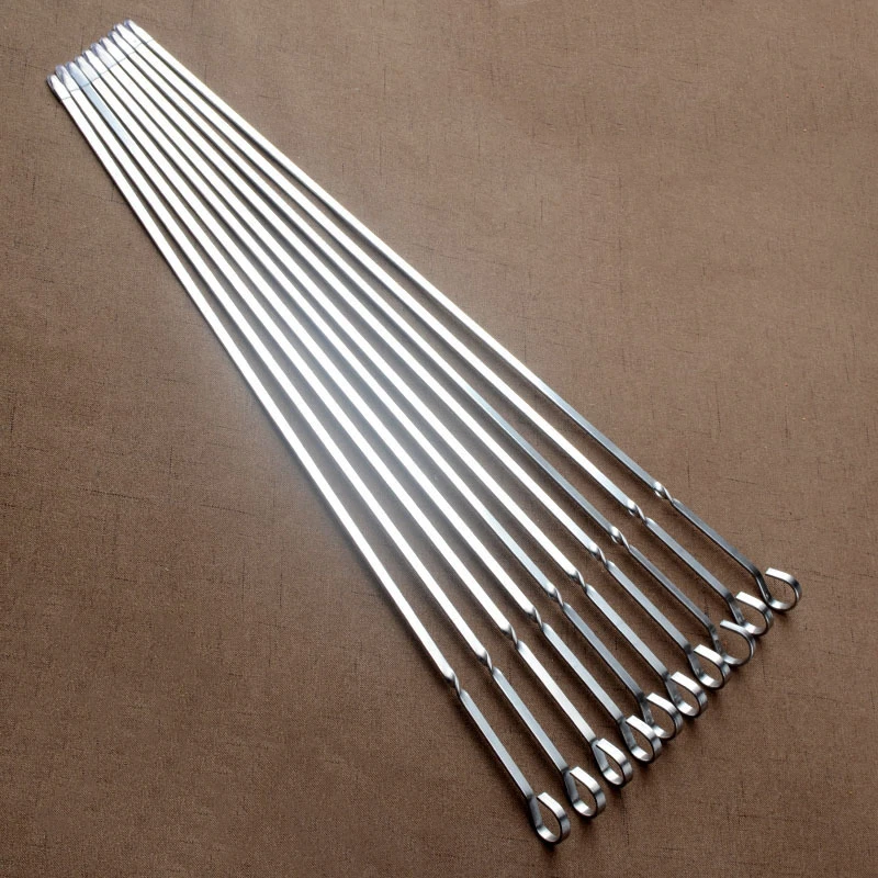 Stainless Steel Flat Stick Barbecue with Steel Needle Barbecue String Strip the Skewers Barbecue Tool
