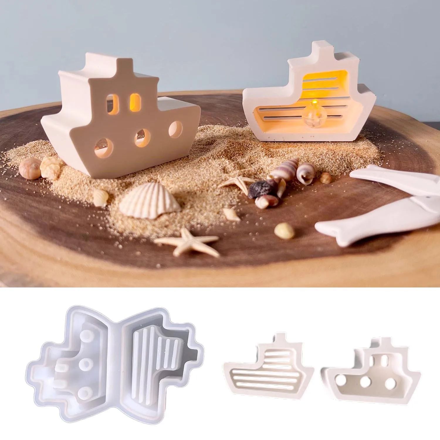 

Силиконовая форма для лодки с двойной полостью для декора штукатурной фигурки и лампы настроения - форма для литья своими руками, инструмент для изготовления домашних украшений