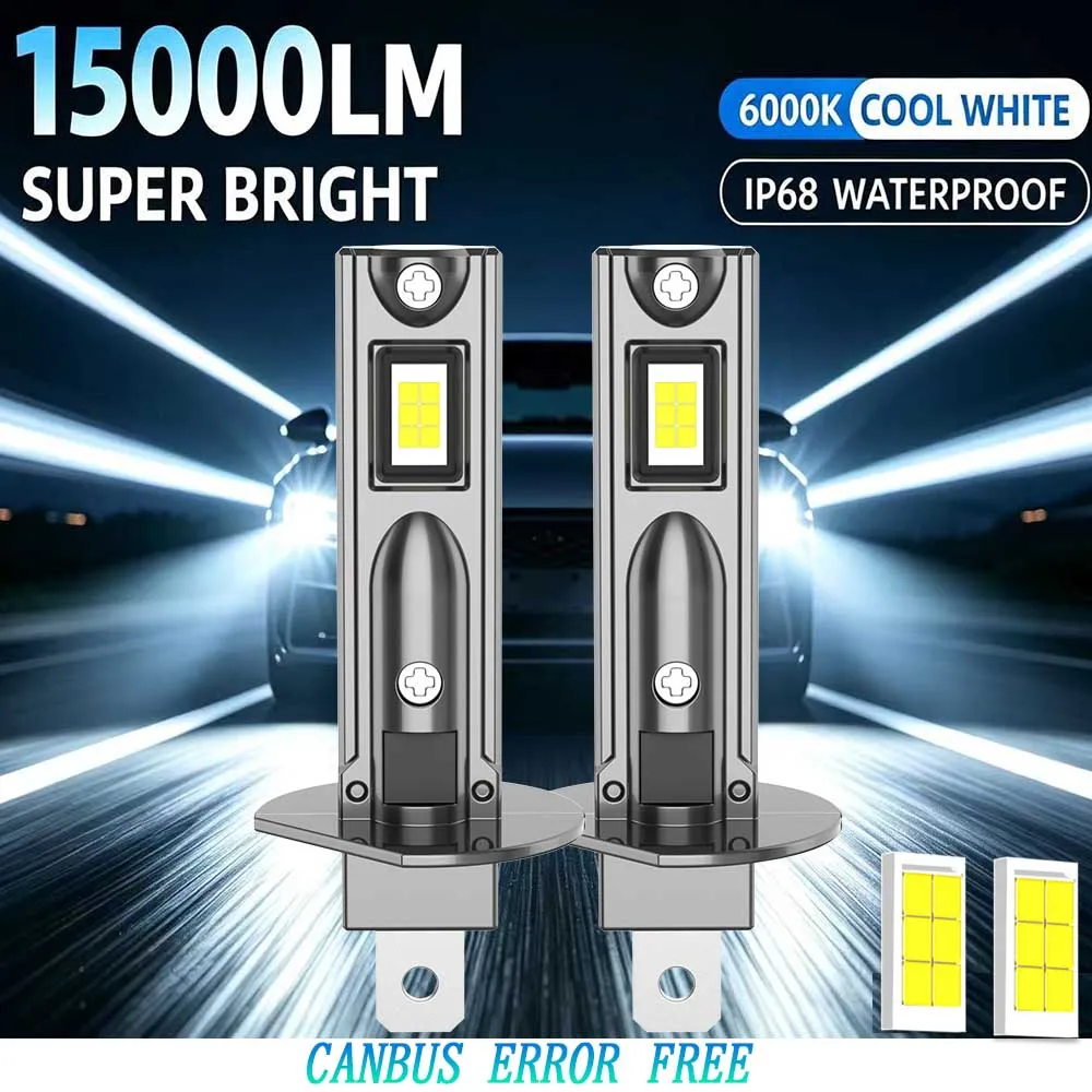 

Светодиодная фара H1 15000 лм 300 Вт, высокая мощность, 6000K, Plug and Play, беспроводная, без ошибок CANBUS, автомобильная фара 12В