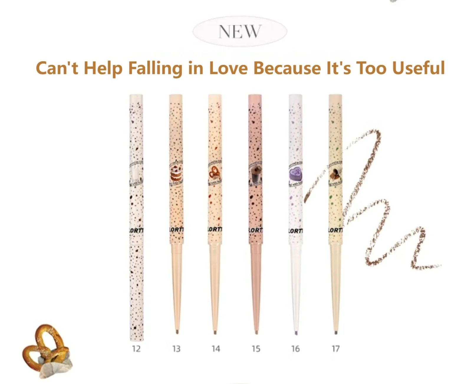 FLORTTE Smile Heart Eyeliner Pencil Gel Colorful Waterproof Long-lasting Non-smudging Easy to Wear Eye Makeup Cosmetics