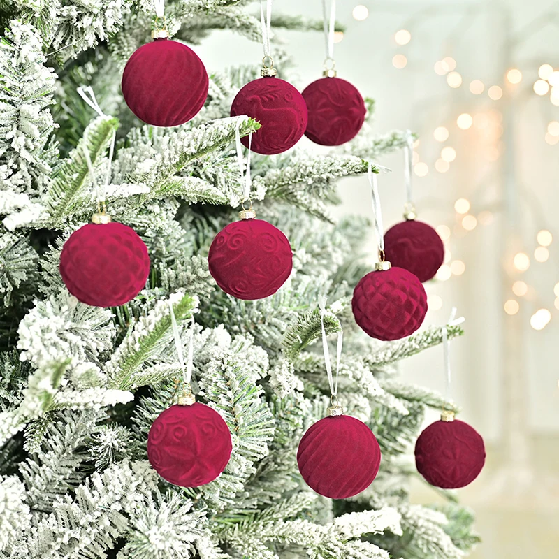 20 pezzi da 2,36 pollici ornamenti per l'albero di Natale palline di velluto 20 pezzi palline decorative floccate set di ornamenti per Natale