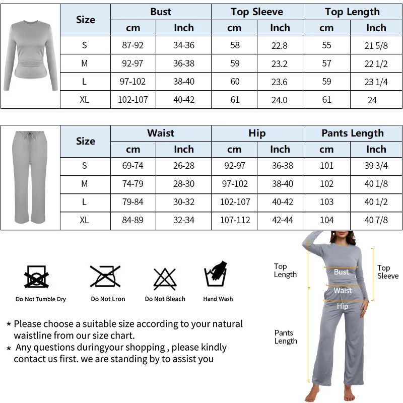 Winter Thermal Set Women Long Sleeve Round Neck Top Soft Wide-leg Pants Comfortable Wrinkle Design Fall Casual Warm Outfits