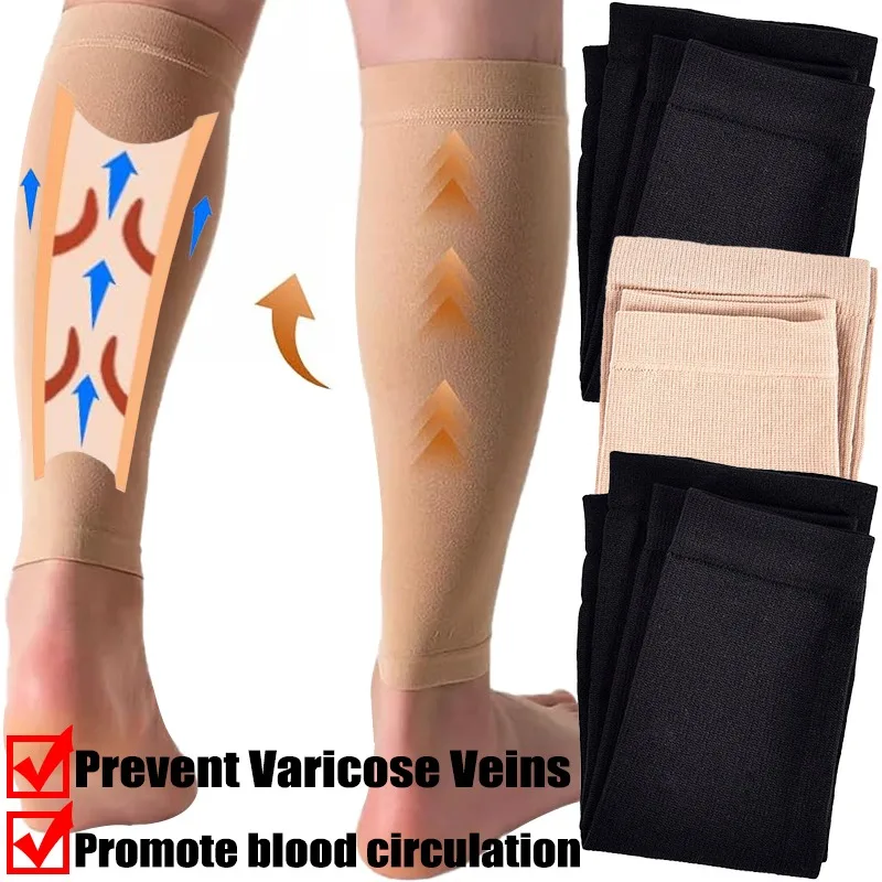 

Slimming Calf Sock Solid Color Prevent Varicose Veins Leg Shin Socks Unisex Soft Anti Friction Shaping Nylon Lower Leg Stockings