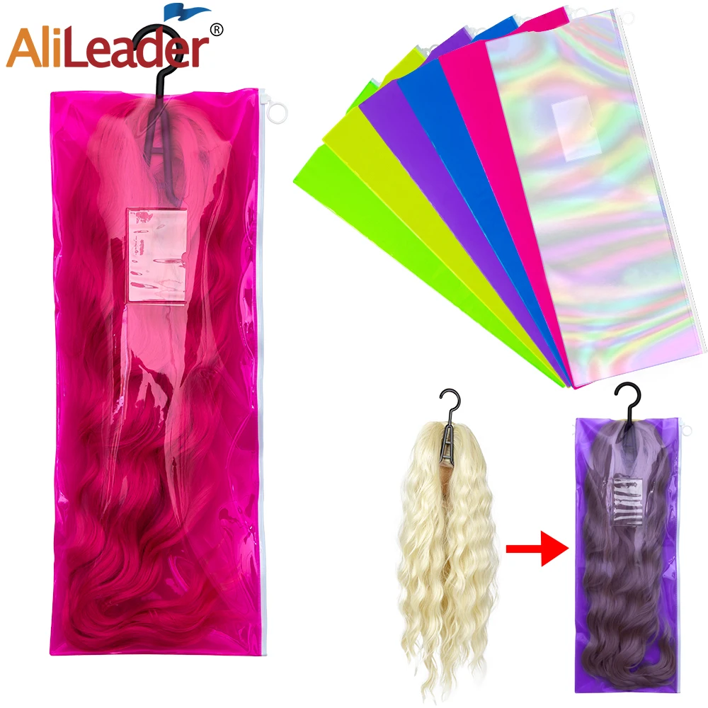 

Alileader Cheap Transparent Portable Travel Hair Extensions Bag with Wig Hanger Dust-proof Wig Storage for Multiple Wigs