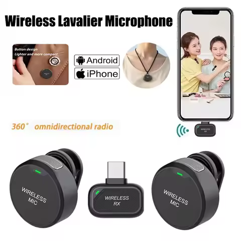 Microfone de lapela sem fio, para gravação ao ar livre, entrevista, vlog, redução magnética de ruído, portátil para iphone e android