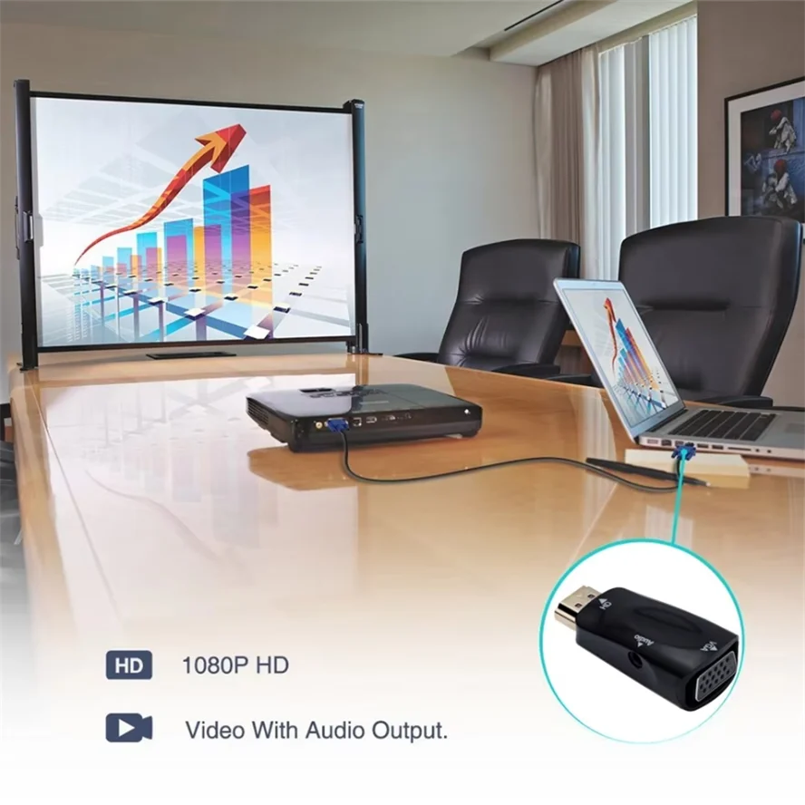 

HDMI-compatible to VGA Cable Converter Male To Famale Converter Adapter 3.5 mm Jack Audio HD 1080P Adapter For PC Laptop Tablet