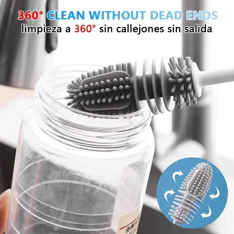 Silicone Bottles Brush Baby Bottles Clean Brushes Long Cleaning Brush Cup Brush for Scrubbing Useful Cleaning Product for Home