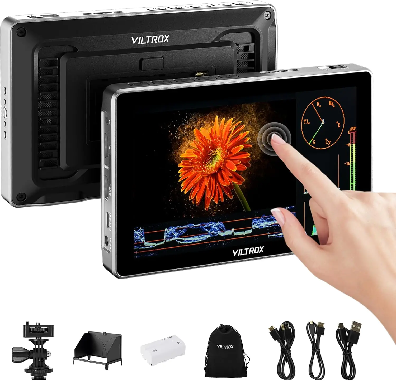 VILTROX DC-L1 7 Inch Touchscreen Camera Monitor, 1280x800 IPS Display, 4K HDMI Input/Output, 3D LUT, 600 Nits