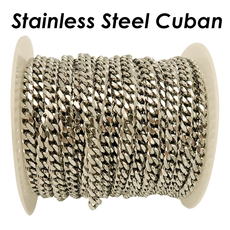 10 Meter Edelstahl-Kubaner-Gliederkette für Männer und Frauen, Großpackung Curb-Kette, Gold PVD-Rolle für Halsketten, Armbänder und Schmuckherstellung – Detail 1