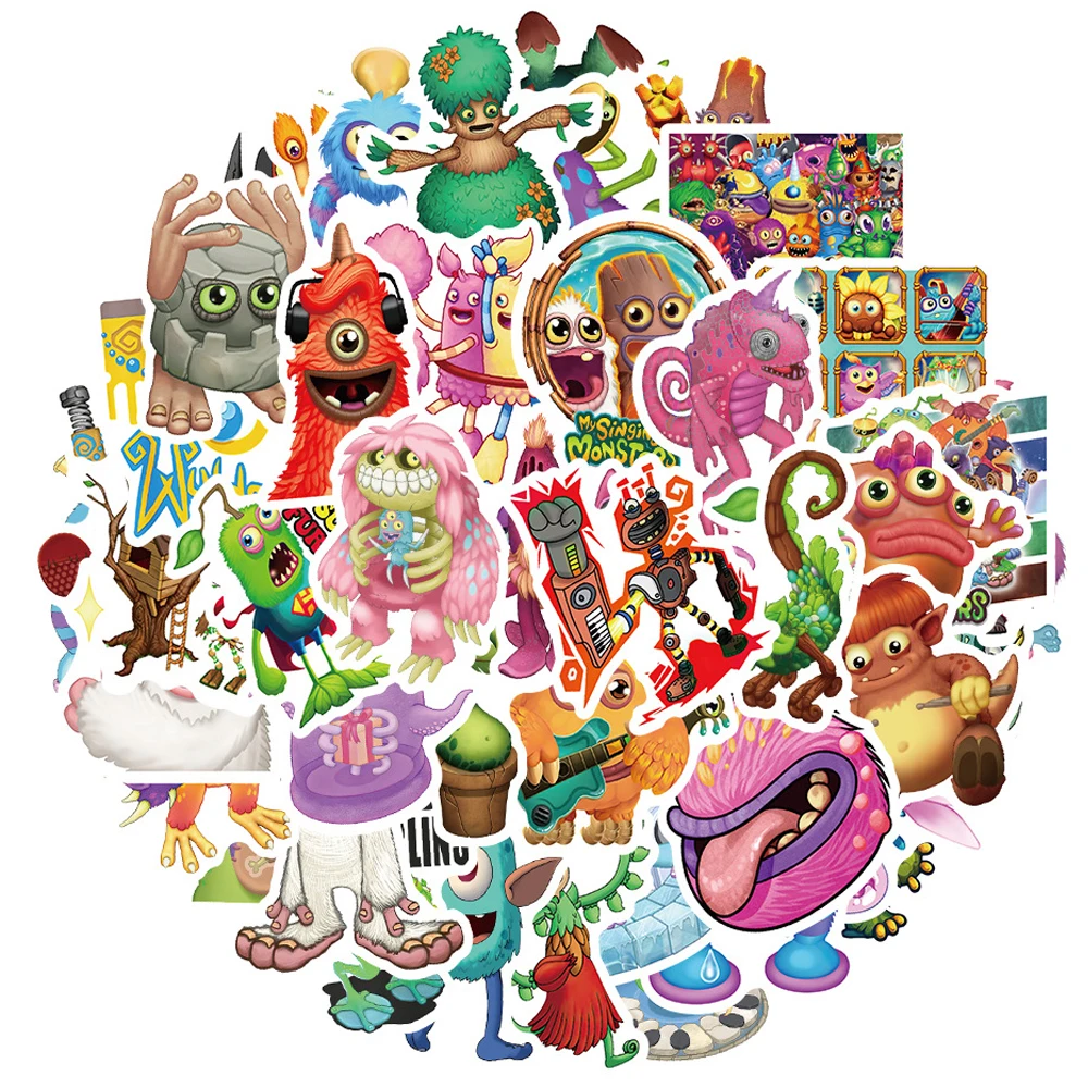 10/30/50 Stück My Singing Monster Cartoon-Aufkleber, angesagte Musikspiel-Sticker, DIY Notizbuch-Tagebuch-Schreibwaren, klassische Graffiti-Aufkleber, Spielzeug