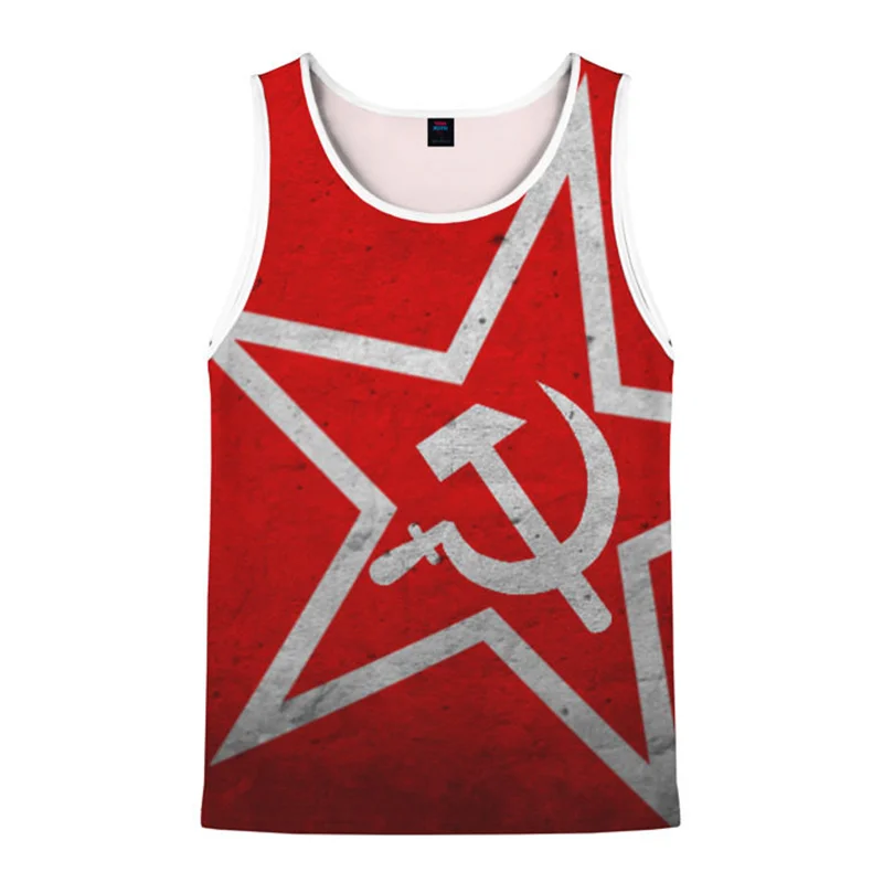 

2025 Personality flag Logo European and American Style 3D Print Summer New Versatile Men's Handsome Vest Men's Loose Casual Top