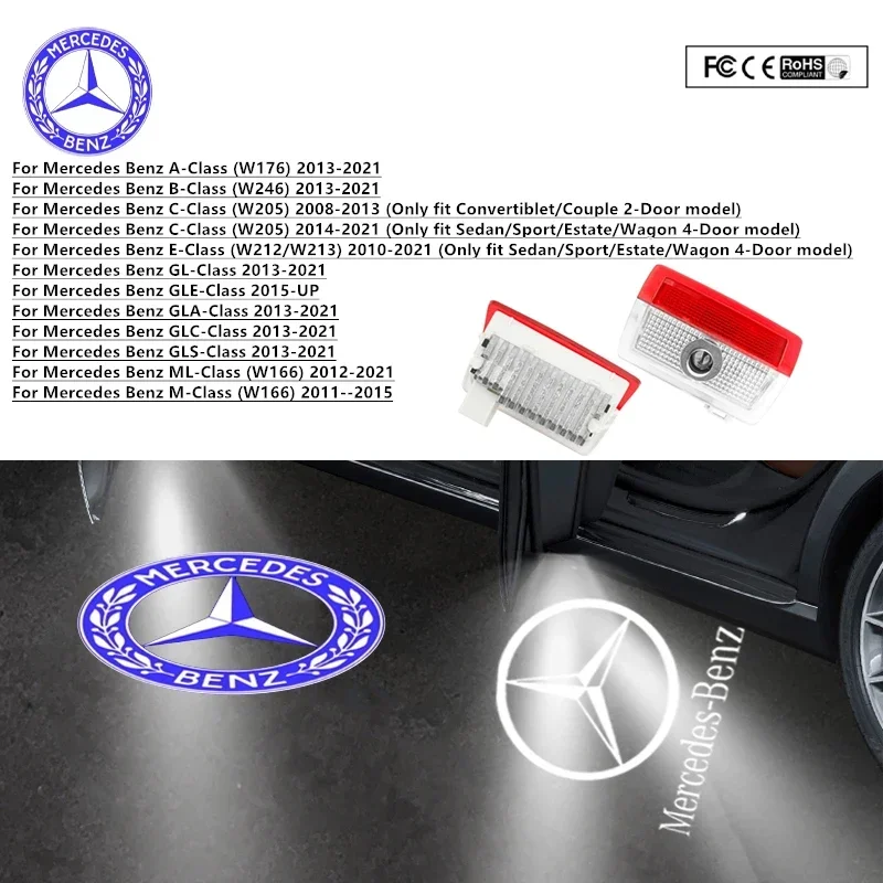 Car LED Door Logo Projector Light For Mercedes Benz A Class W176 W177 V177 AMG A35 A45 2012-2024 2022 2021 2020 2019 Accsesories