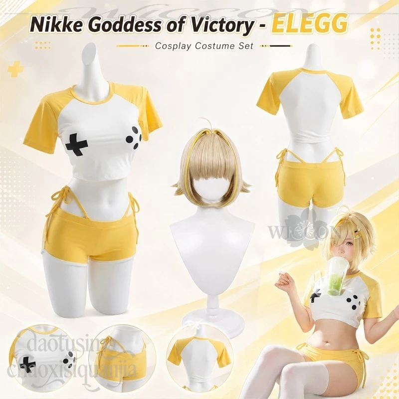 nouvel-ensemble-de-cosplay-elegg-goddess-anime-game-victorryy-t-shirt-jaune-kawaii-tenue-de-sport-maillot-de-bain-perruques-pour-fete-d'halloween