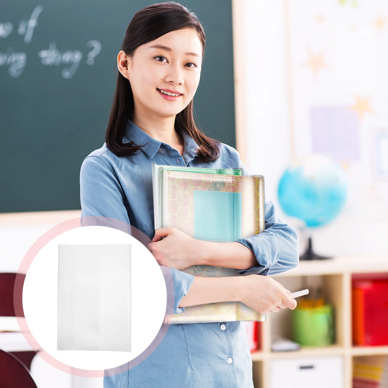 Picture 3: 5Pcs Waterproof Book Cover Clear Plastic Transparent Protective Cover for Exercise Books Notebooks School Supplies PP Material