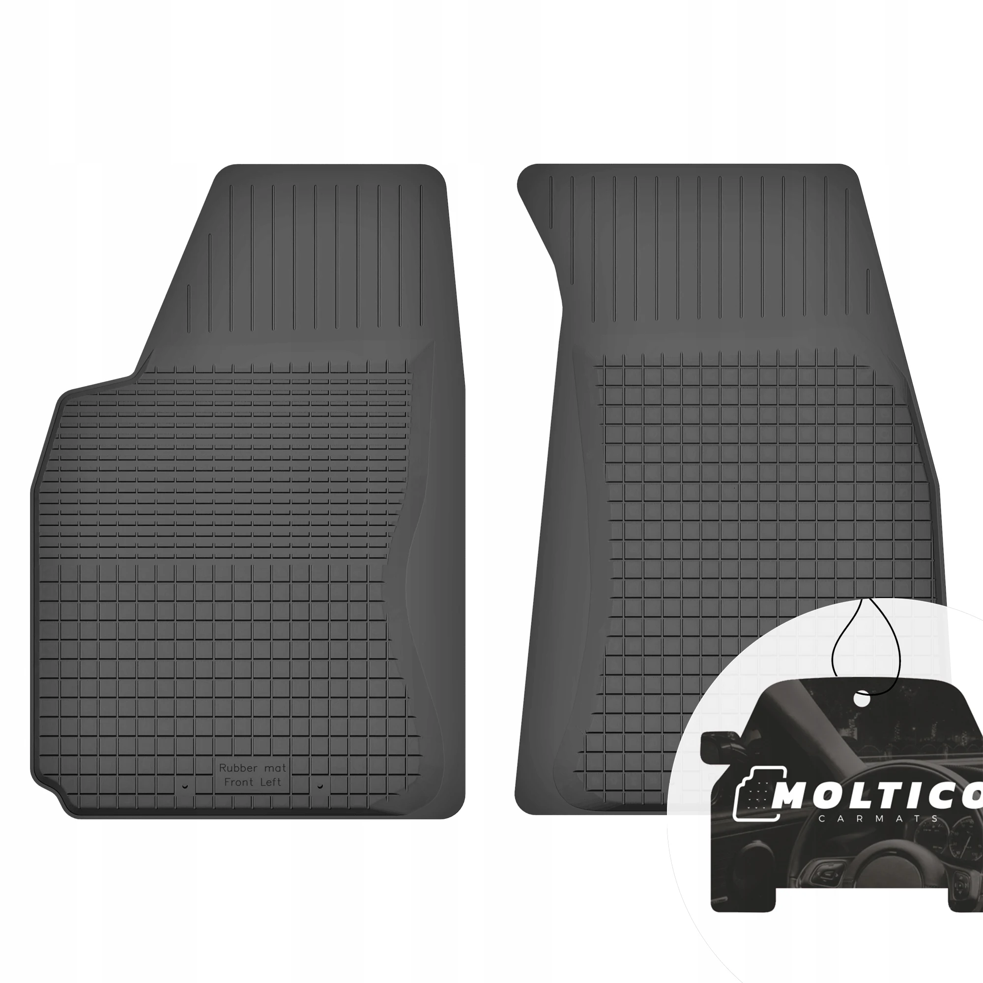 Rubberen vloermatten voor de voorzijde, geschikt voor Toyota Corolla Ix E12 / E13, bouwjaar 2002-2007, inclusief rand.