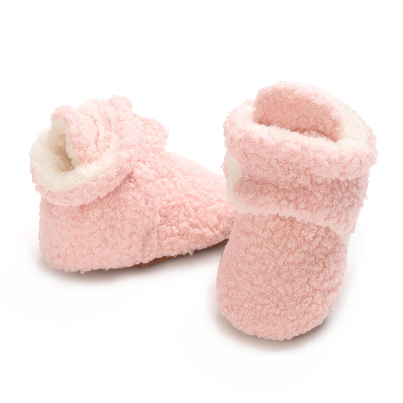 Neugeborenes Baby, Junge, Mädchen, weiche Fleece-Booties, Stay On, Säuglingshausschuhe, Socken, Schuh, rutschfester Greifer, Kleinkind-Erstwanderer, Winter-Knöchel – Detail 8