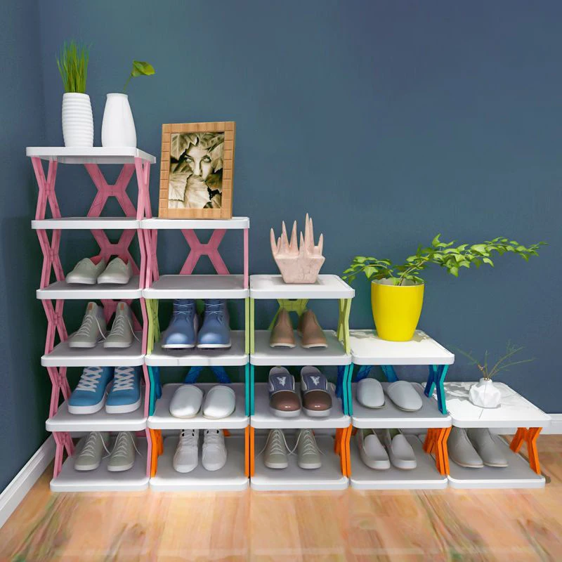 

New Stackable Shoe Rack Multi-layer Storage Shoes Shelf Box Plastic Space Saving Cabinet Shoes Organizer for Entry Door