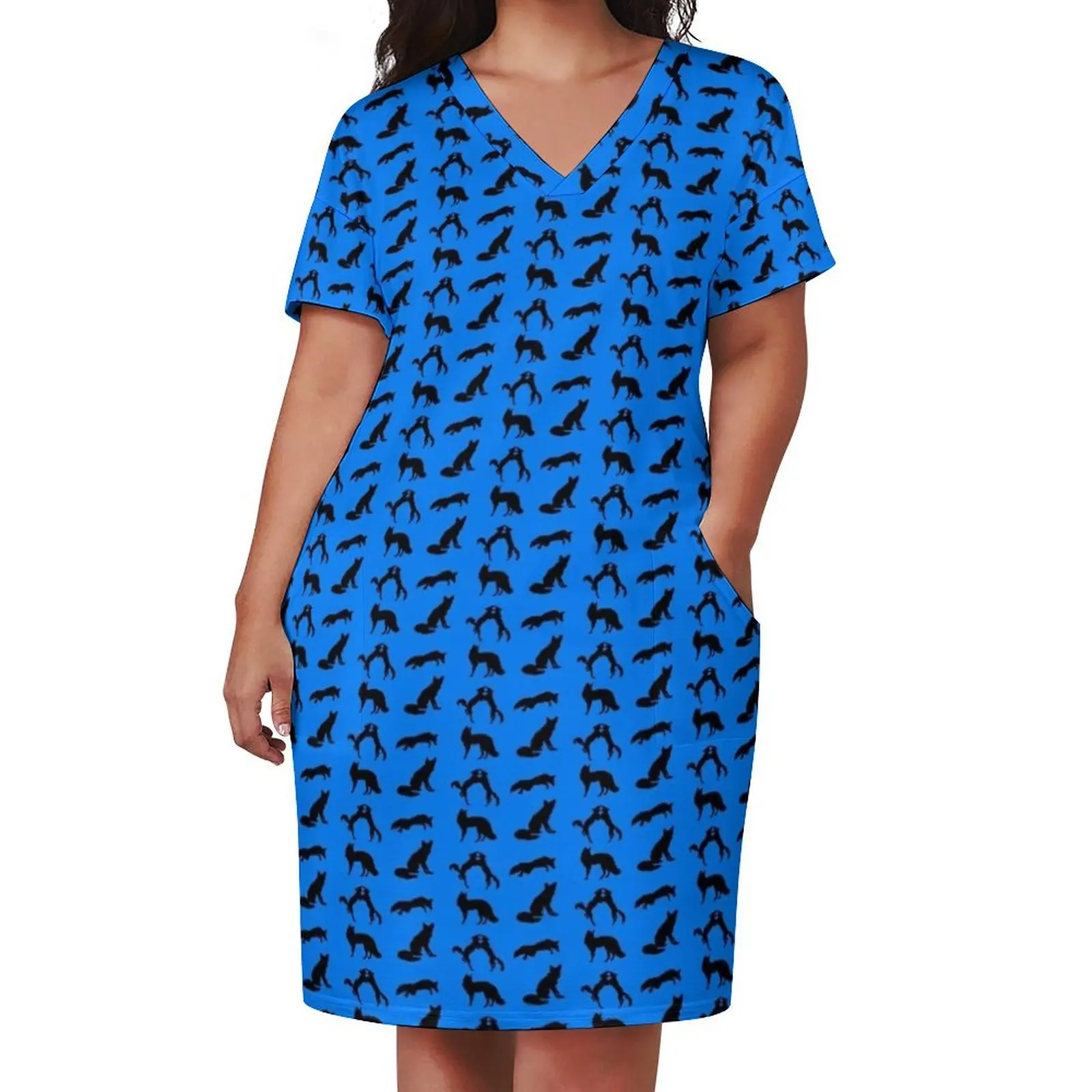 Fabulous Fox silhouettes Loose Pocket Dress sexy dress beach dresses woman dress