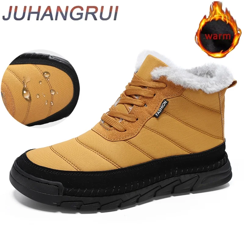 Mens Snow Boots Winter Plus Size 48 Outdoor Plush Warm Hiking Casual Work Shoes Anti Slip Wear-resistant Sneakers Hiking Boots