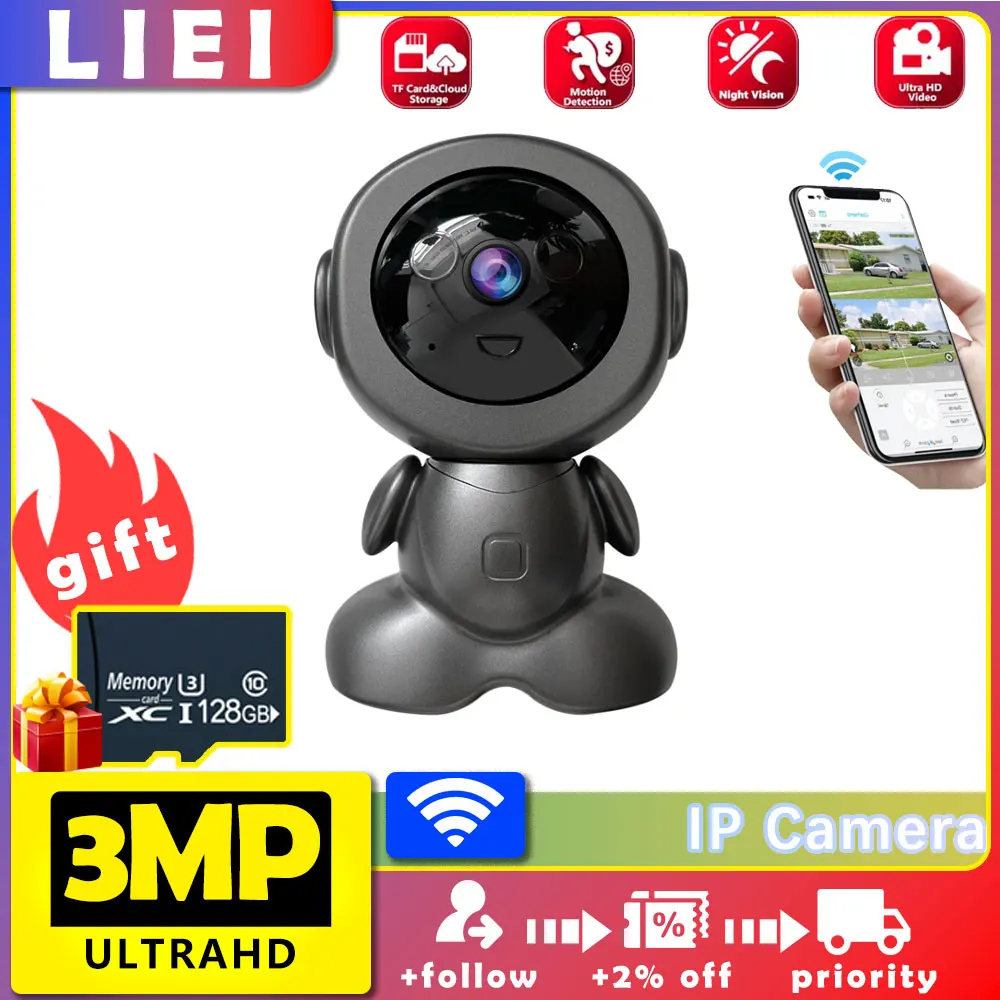 

LIEI 3MP 1080P HD робот камера безопасности 360 ° WiFi беспроводная камера видеонаблюдения умный дом монитор видеонаблюдения мини-камера