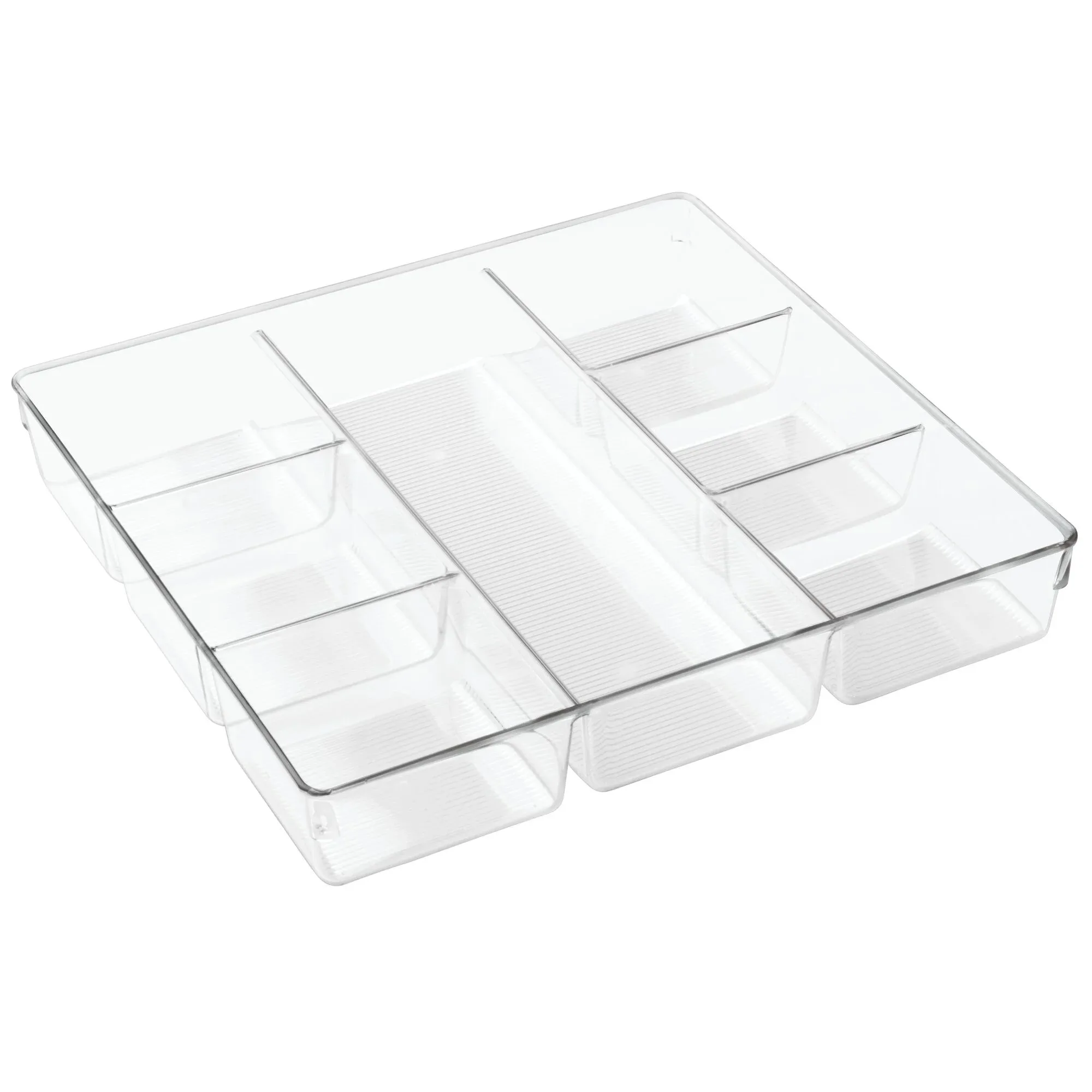 

iDesign Linus Plastic Divided Kitchen Utensil Organizer for Drawers, Clear