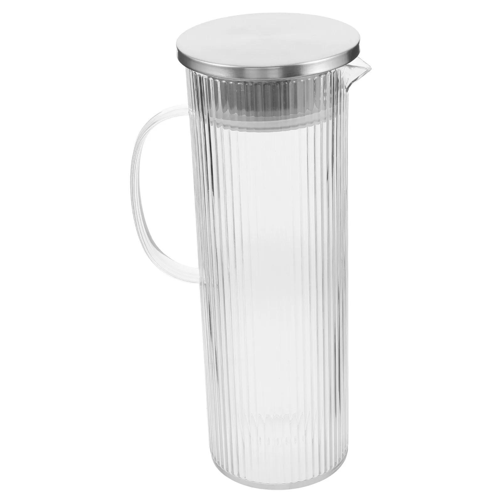 

1000Ml Vertical Stripe Water Pitcher Transparent Acrylic Beverage Jar Unbreakable Juice Jug For Cold Hot Drinks Lemonade Tea