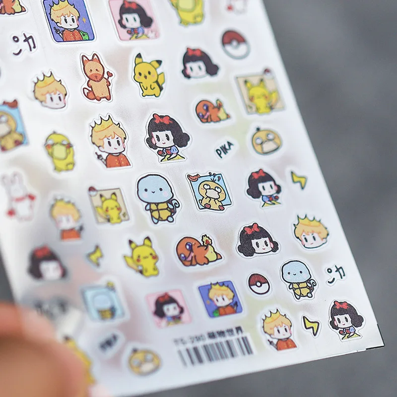 Pokémon Cartoon Speelgoed Stickers Anime Decoratie Pikachu Squirtle Anime Randapparatuur Nail Art Accessoires