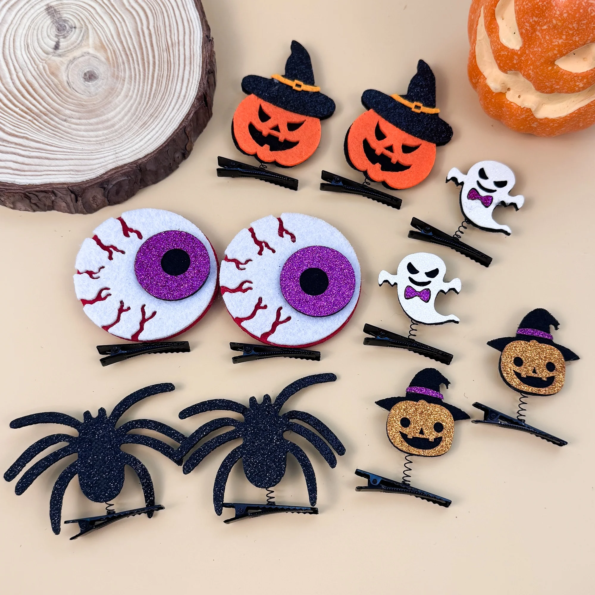 10 pçs meninas festa de halloween acessórios para o cabelo abóbora diabo grampos de cabelo conjunto cratoon primavera grampos presilhas crianças headwear