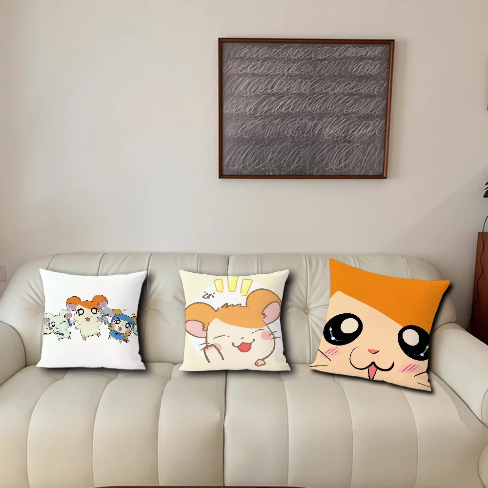 Cute H-Hamtaro Comfortable Pillowcase Car Ornaments Office Living Room Sofa Home Pillowcase