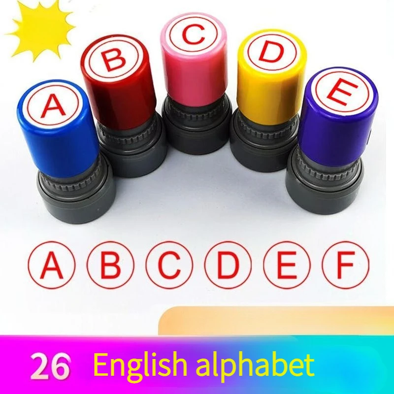 26 tampons à lettres anglaises majuscules pour les enseignants d'anglais – Évaluation et notation – Marquage avec une combinaison de grades