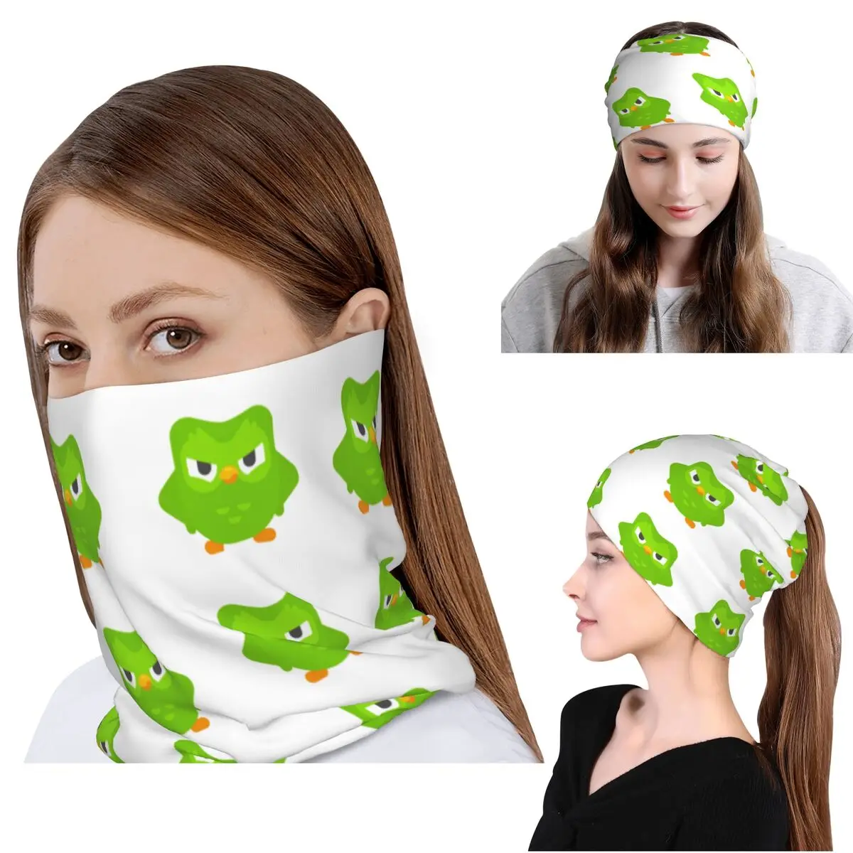

Duolingo Owl Duo Bandana Neck Cover Wrap Scarf Multi-use Face Mask Beanies Hat for Men Women Adult All Season