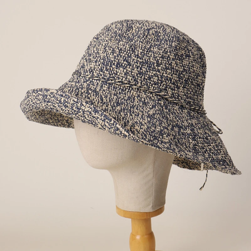 

Sun Hat Paper Women Summer UV Protection Big Brim Bucket Cap Foldable Beach Accessory For Holiday Outdoor Luxury Handmade