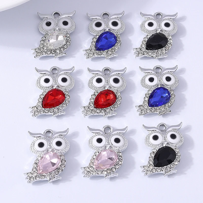 

Duarte 20Pcs/Lot Cartoon Crystal Alloy Animal Owl Charms Pendants for Jewelry Making Earrings Necklaces Bracelet DIY Craft Gift