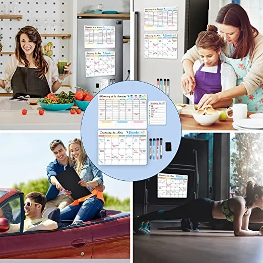 2024 New Magnetic Monthly Weekly Planner Calendar Table Dry Erase Whiteboard Blackboard Fridge Sticker Message Board Menu