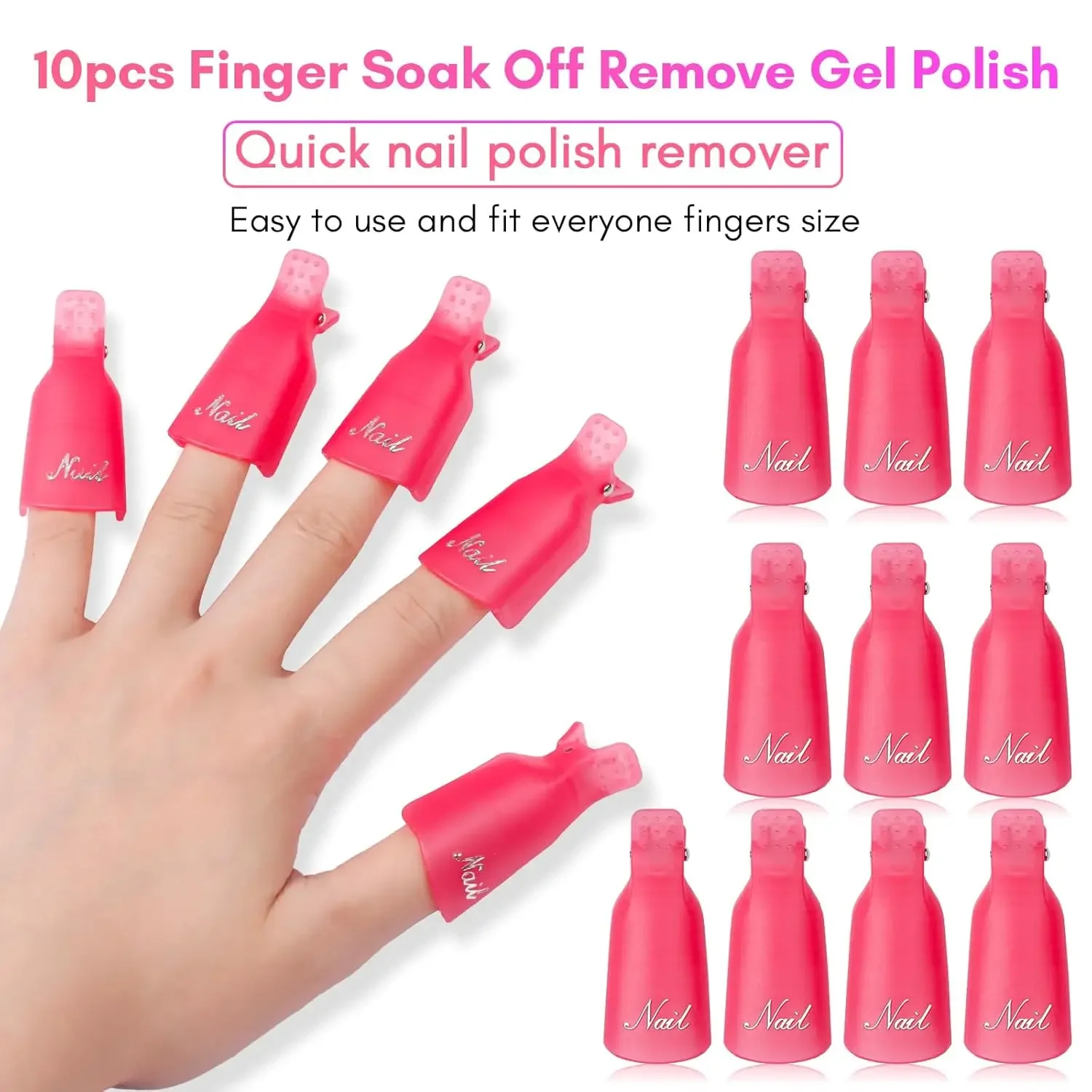 10-Piece Professional Nail Clamp Set for Removing Acrylic Nail Art & Gel Polish Reusable Nail Removal Tool Kit