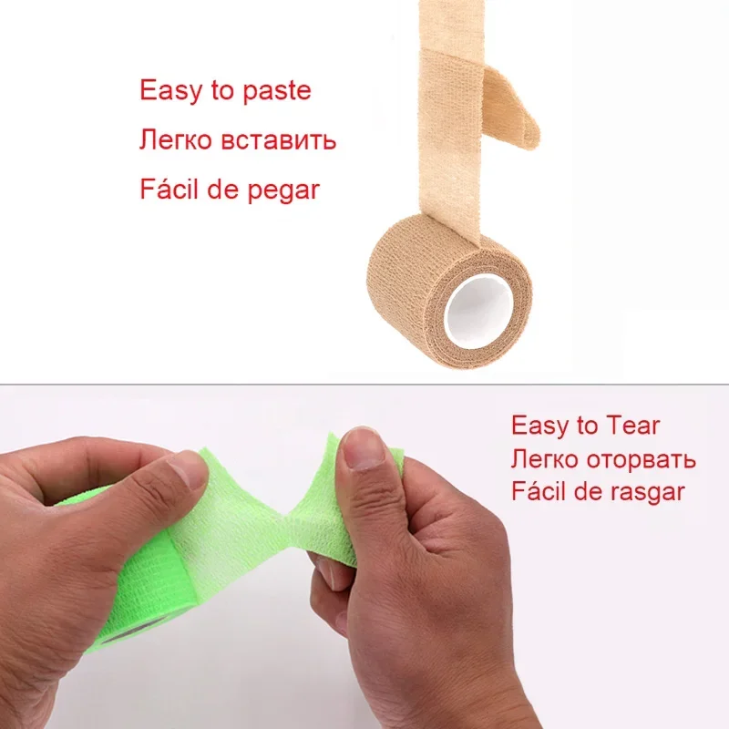 Vendaje elástico autoadhesivo deportivo colorido Beige, cinta envolvente de 4,8 m, elastoplast para rodilleras, almohadillas de soporte, dedo, tobillo, palma y hombro