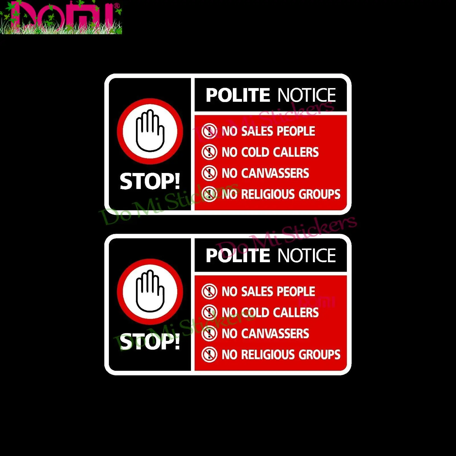 2 adesivos para porta de chamadas frias, sem canvas, sinal de chamadas, 10cm x 6,5cm, corte à prova d'água, pvc