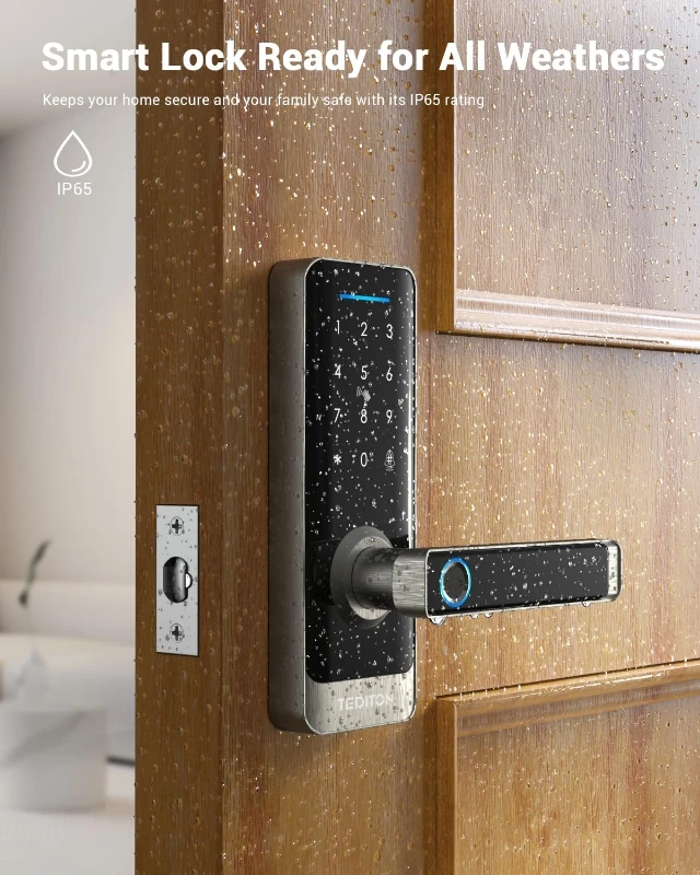 Cerradura de puerta inteligente con huella dactilar, dispositivo electrónico resistente al agua con Control remoto Ttlock y protección de seguridad