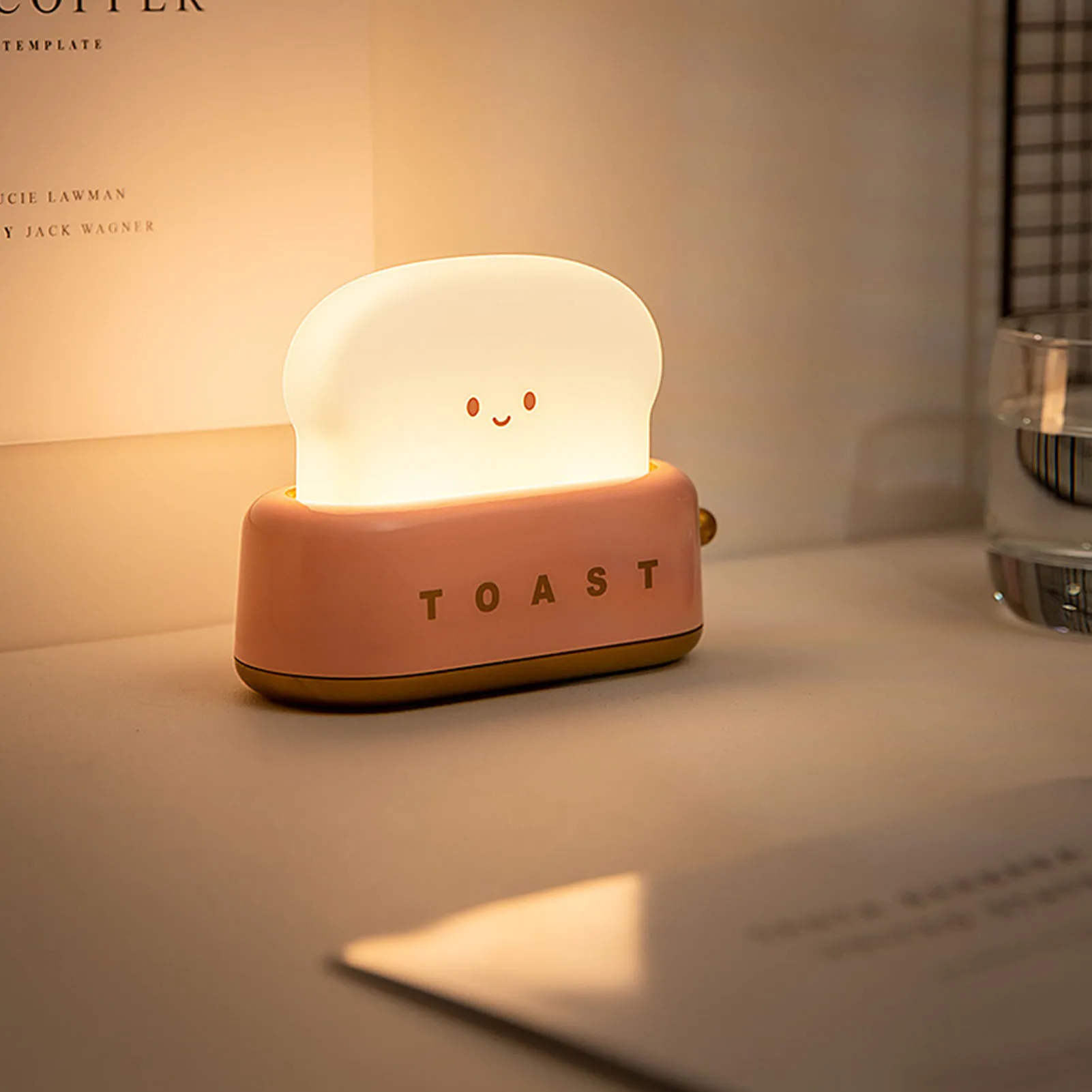 Cute Toast Night Light Dimmable LED Toaster Night Lamp Rechargeable Cordless Nursery Night Light For Kids Cute Bedroom Bedside