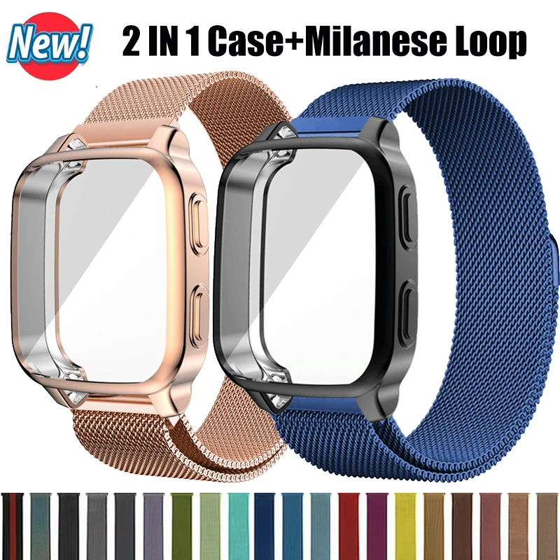 2-in-1-Gehäuse + Milanese Loop für Garmin Venu SQ SQ2 Smartwatch, magnetisches Armband für Garmin Venu SQ2 Music, Metallarmband-Zubehör